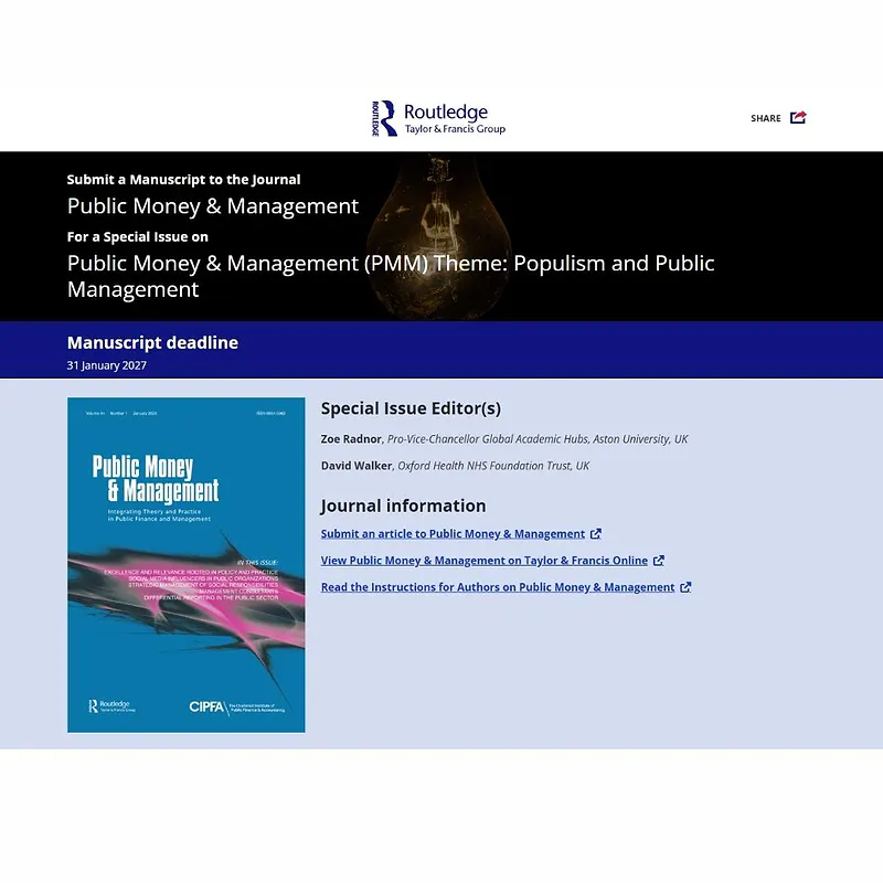 𝗣𝘂𝗯𝗹𝗶𝗰 𝗠𝗼𝗻𝗲𝘆 & 𝗠𝗮𝗻𝗮𝗴𝗲𝗺𝗲𝗻𝘁 (𝗣𝗠𝗠) 𝗧𝗵𝗲𝗺𝗲: 𝗣𝗼𝗽𝘂𝗹𝗶𝘀𝗺 𝗮𝗻𝗱 𝗣𝘂𝗯𝗹𝗶𝗰 𝗠𝗮𝗻𝗮𝗴𝗲𝗺𝗲𝗻𝘁