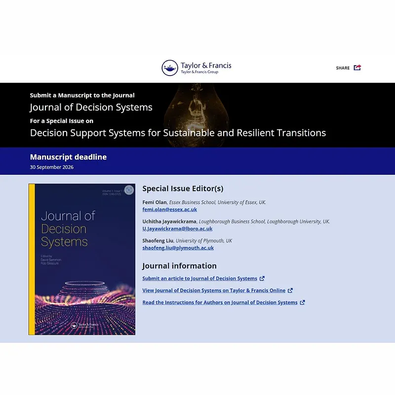 Decision Support Systems for Sustainable and Resilient Transitions