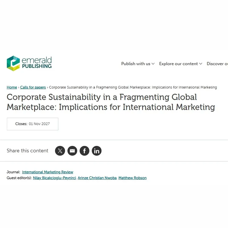 Corporate Sustainability in a Fragmenting Global Marketplace: Implications for International Marketing