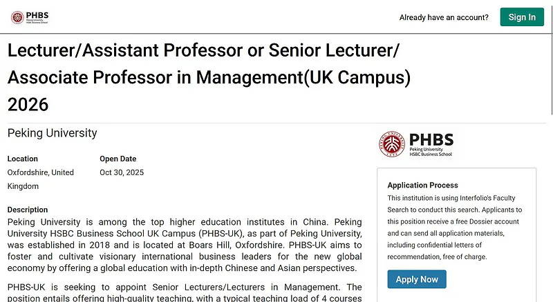 Lecturer / Assistant Professor / Senior Lecturer / Associate Professor