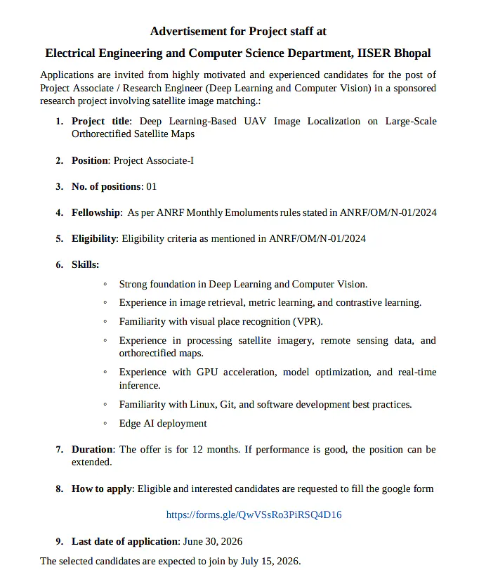 IISER Bhopal Recruitment 2026  Project Associate-I Position 