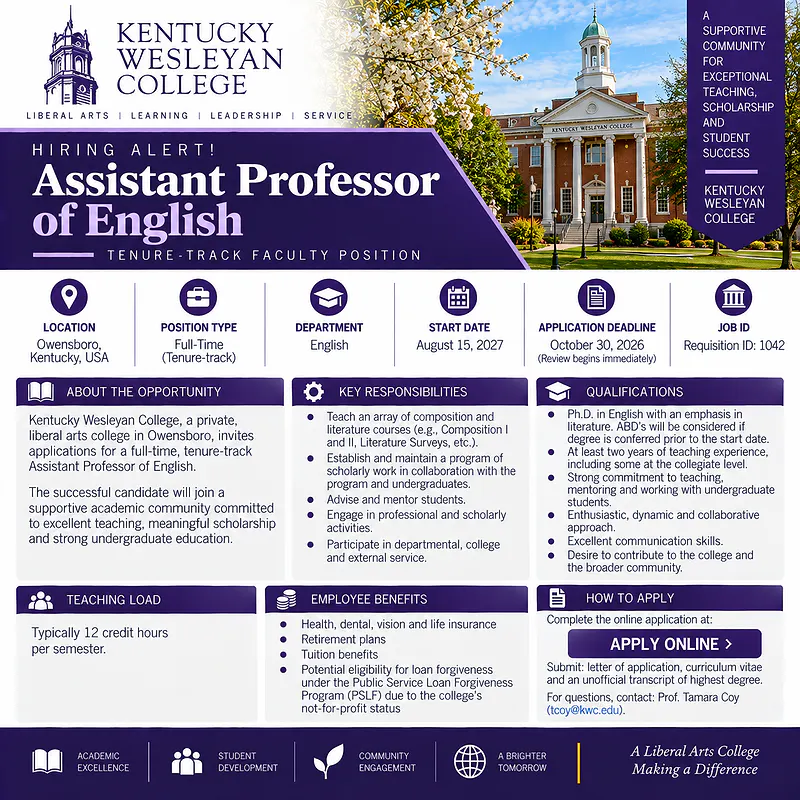 Assistant Professor of English – Kentucky Wesleyan College