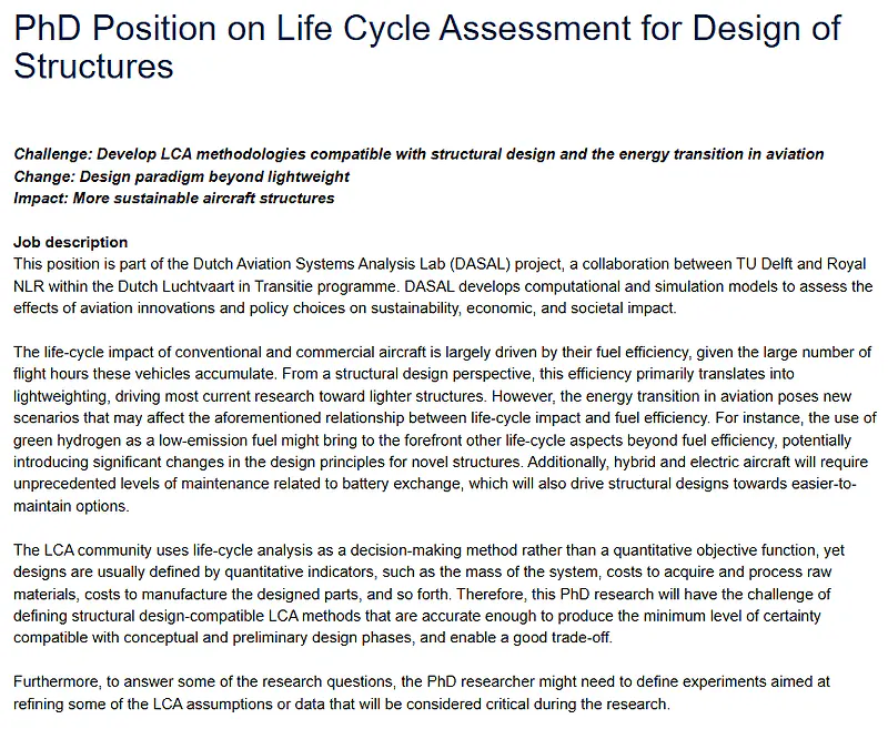 PhD Opportunity 2026 | Life Cycle Assessment for Design of Structures at TU Delft