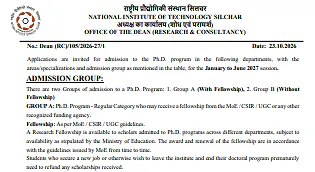 NIT Silchar PhD Admission January 2027 – Regular, Sponsored and Fellowship Categories