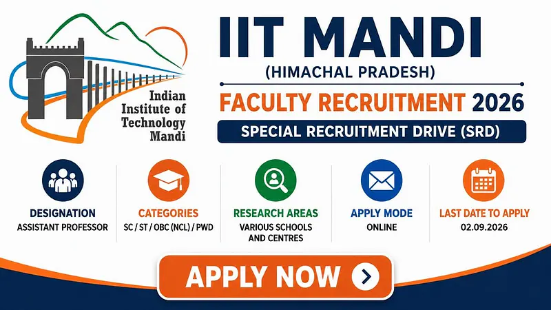 Faculty Recruitment: Special Recruitment Drive (SRD) for Assistant Professor – IIT Mandi