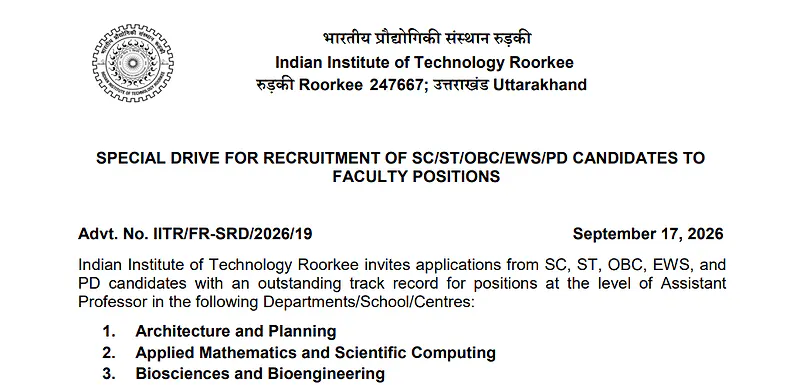 IIT Roorkee Special Recruitment Drive 2026