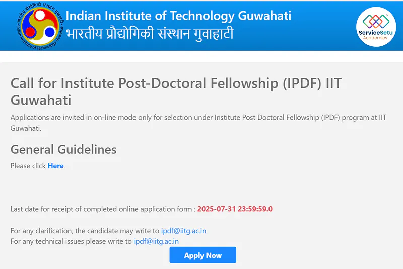 Post-Doctoral Felloship at IIT Guwahati