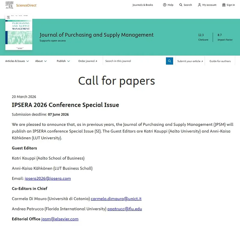  IPSERA 2026 Conference Special Issue