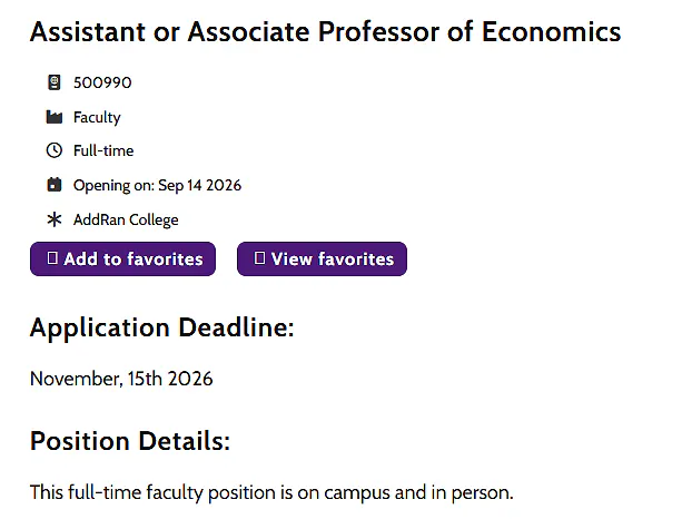 Assistant or Associate Professor of Economics – Texas Christian University