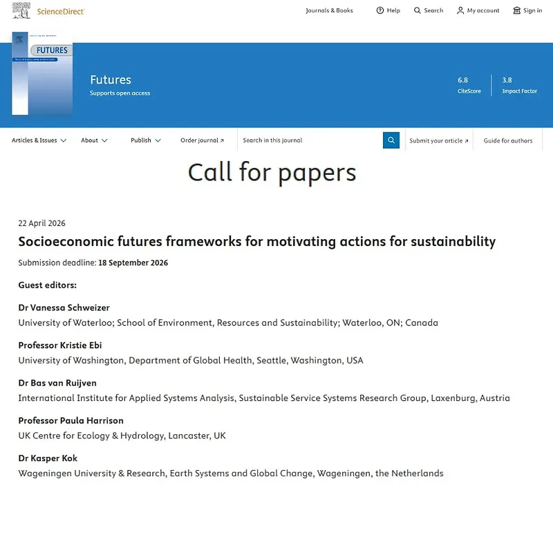  "Socioeconomic futures frameworks for motivating actions for sustainability"