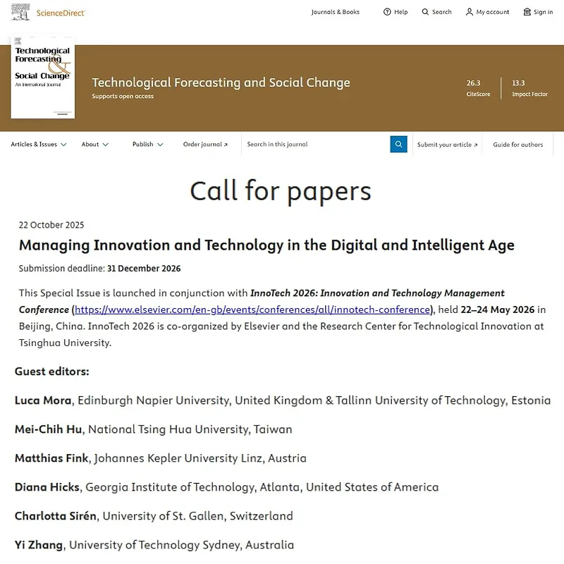 “Managing Innovation and Technology in the Digital and Intelligent Age”