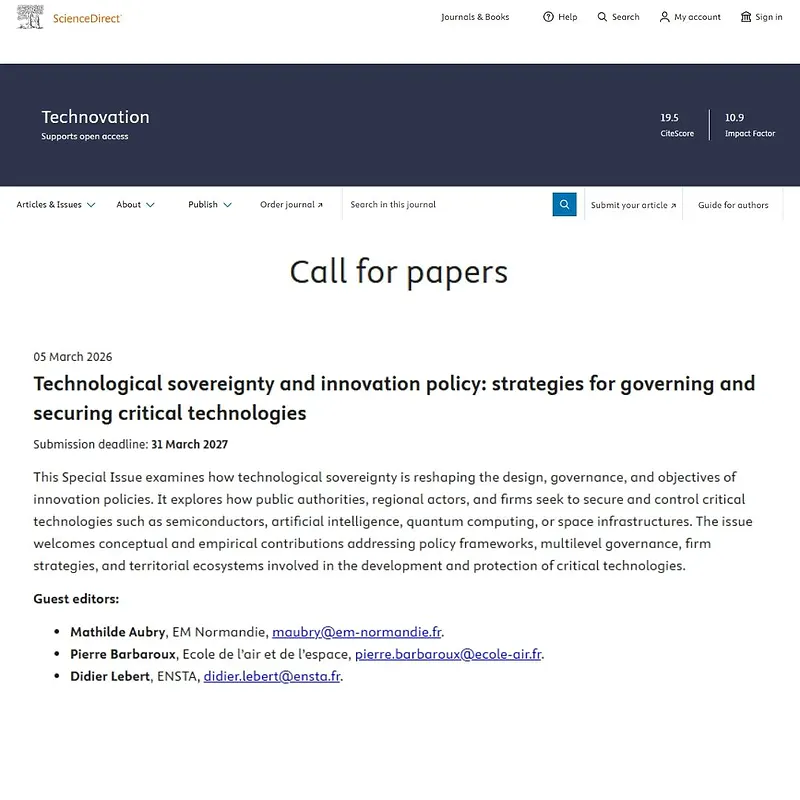 Technological Sovereignty and Innovation Policy: Strategies for Governing and Securing Critical Technologies